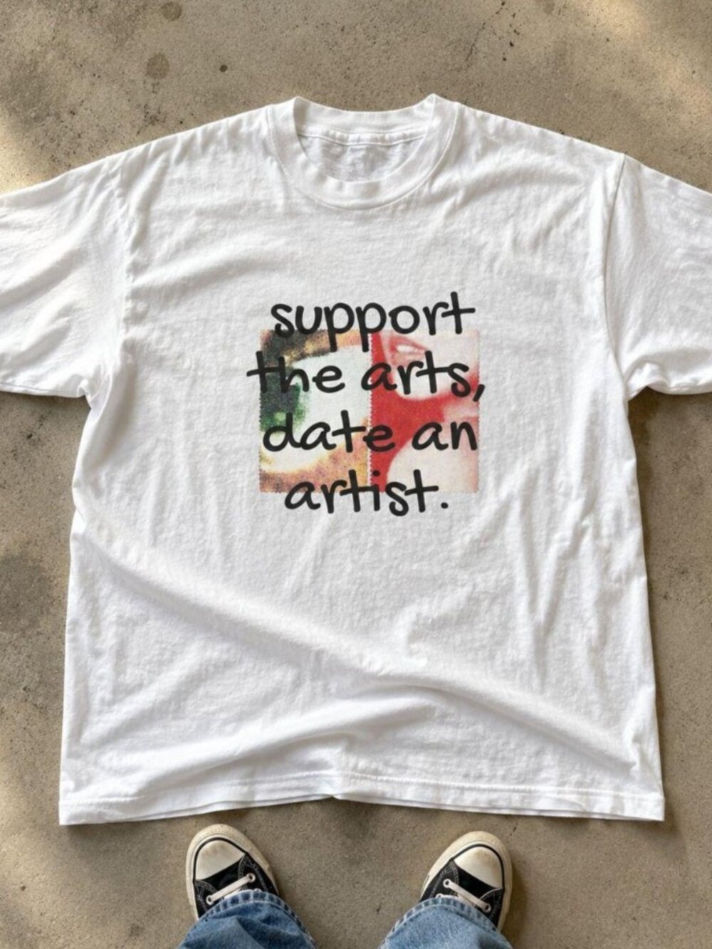 White Support The Arts Date An Artist Graphic Tee